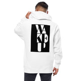 Black on White Block "Wake Up"Unisex fleece zip up hoodie